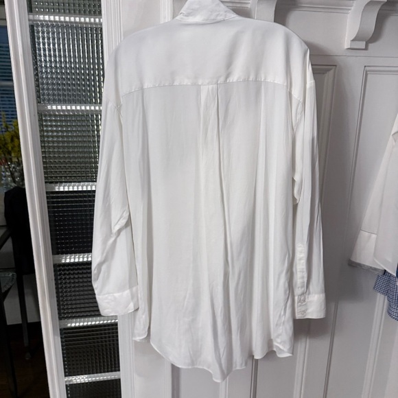 ELIZABETH & JAMES Sz XXL Women’s White Tie-Neck Button Down Shirt Blouse - Picture 5 of 12